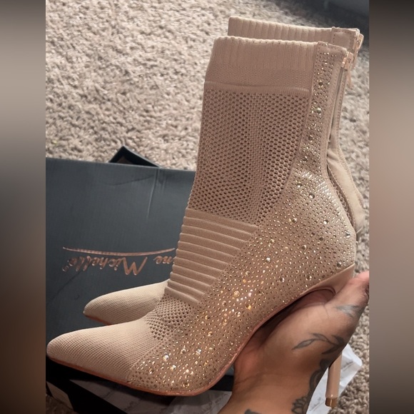 Tan Booties with Diamonds - Picture 5 of 9